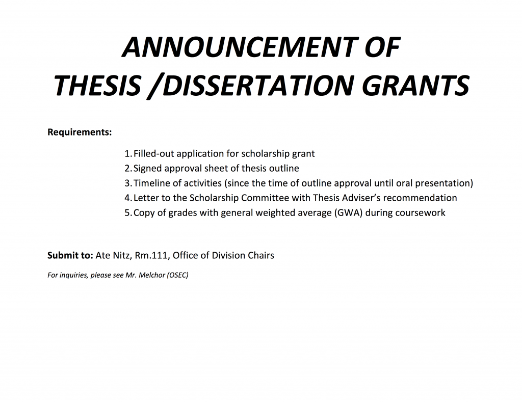 CED Thesis and Dissertation Grant