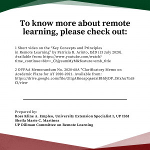 Infographics on Remote Learning for Students Set 1 – College of Education