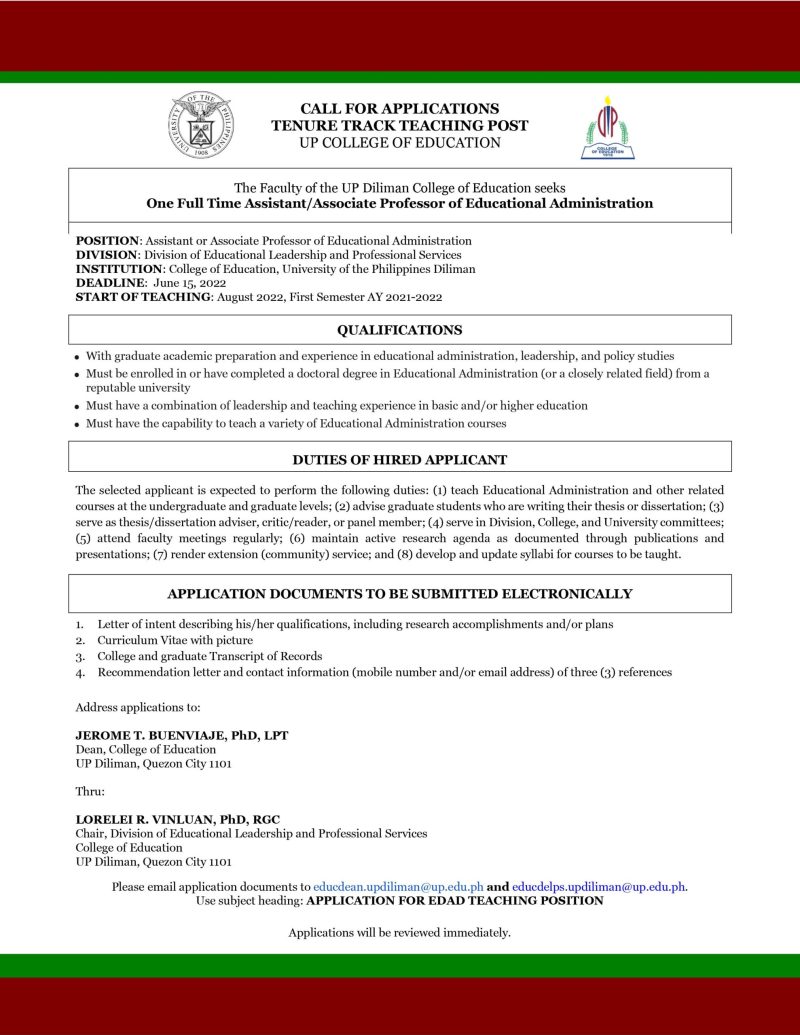 Call for Application: Full-time Assistant/Associate Professor of ...