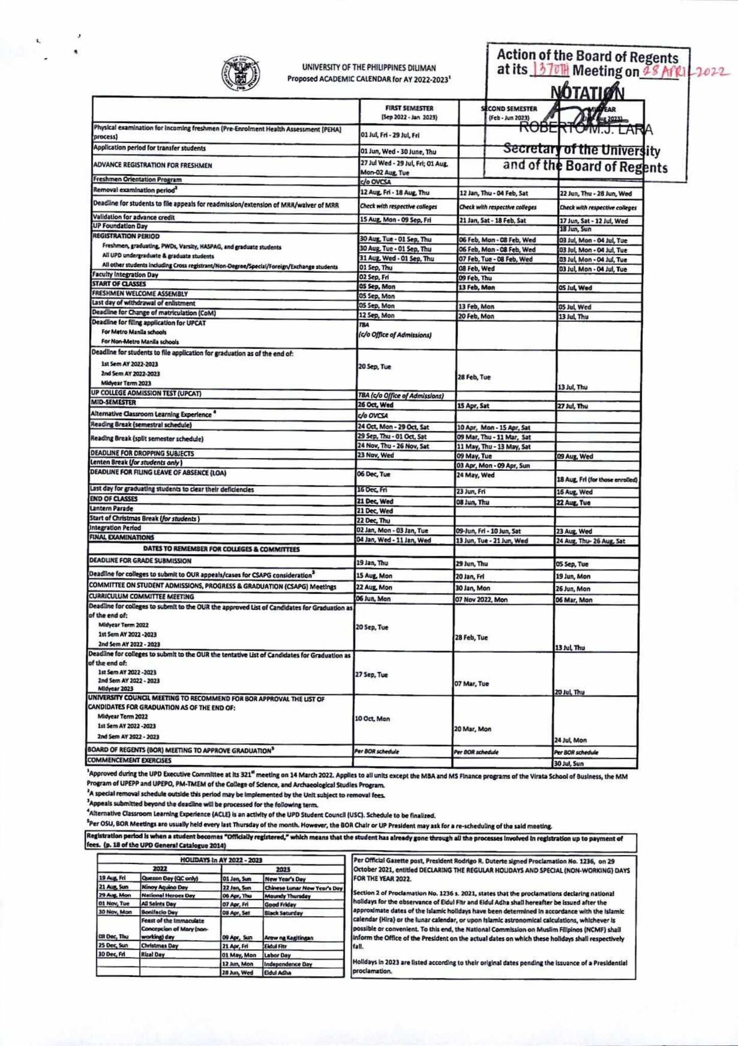 Approved UP Diliman Academic Calendar For Academic Year 2022 2023 Approved UP Diliman Academic Calendar For Academic Year 2022 2023