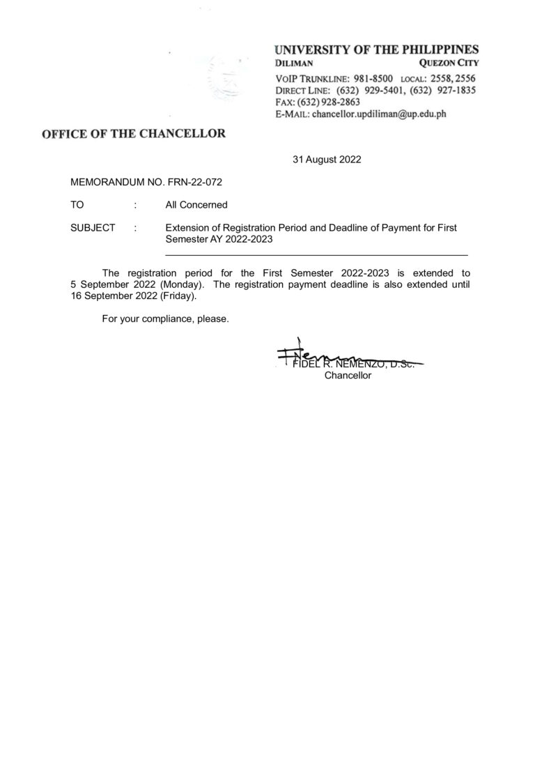 Extension of Registration Period and Deadline of Payment for 1st