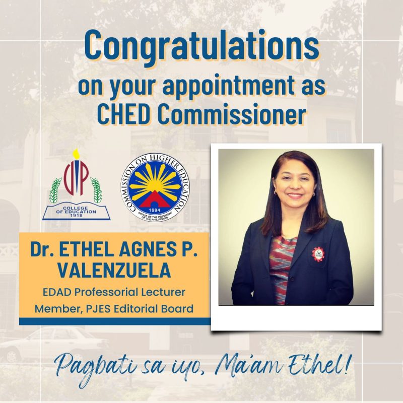 Congratulations to Dr. Ethel Agnes P. Valenzuela on her appointment as ...