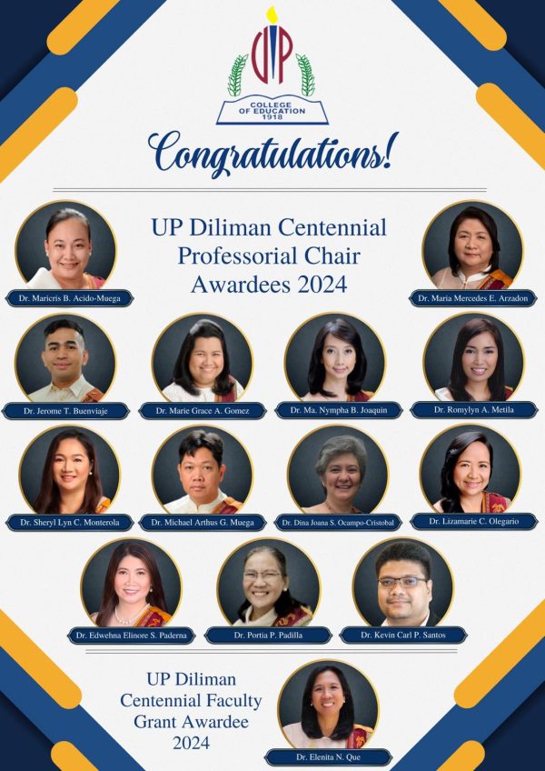UPD Professorial Chair and Faculty Grant Awardees 2024 – College of ...