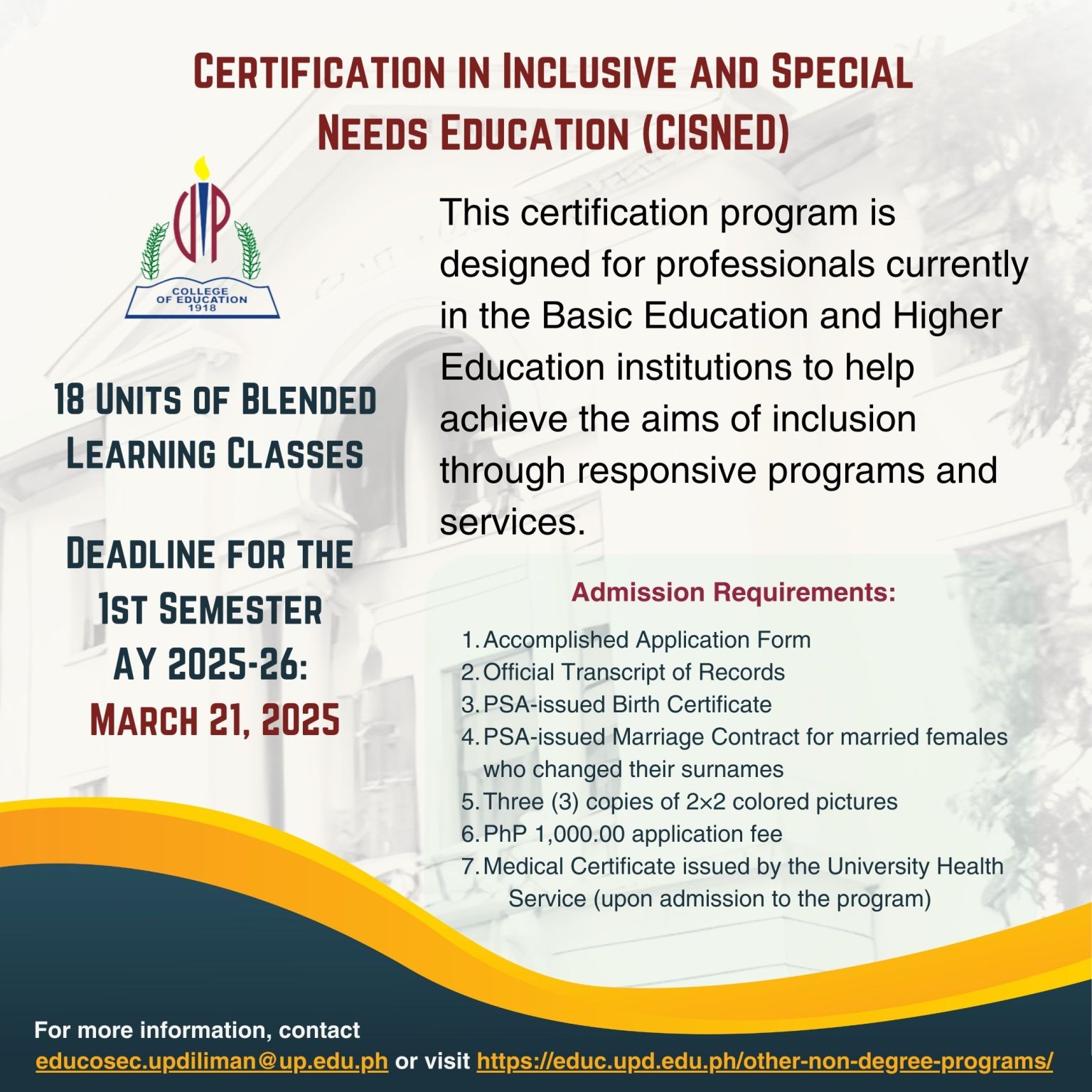 Certification Programs AY 2025-2026 – College of Education