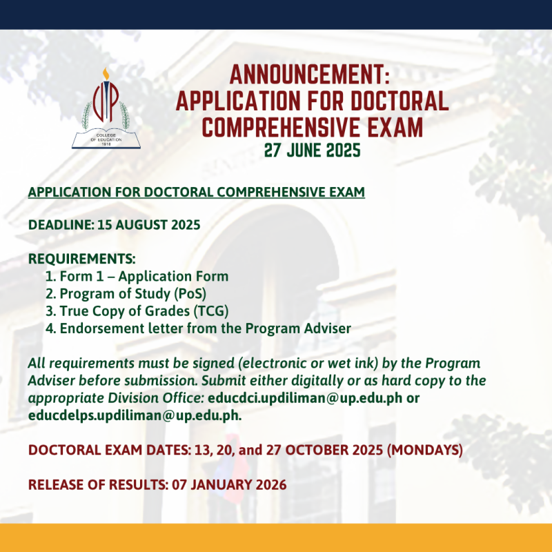 ANNOUNCEMENT: Application for Doctoral Comprehensive Exam – College of ...