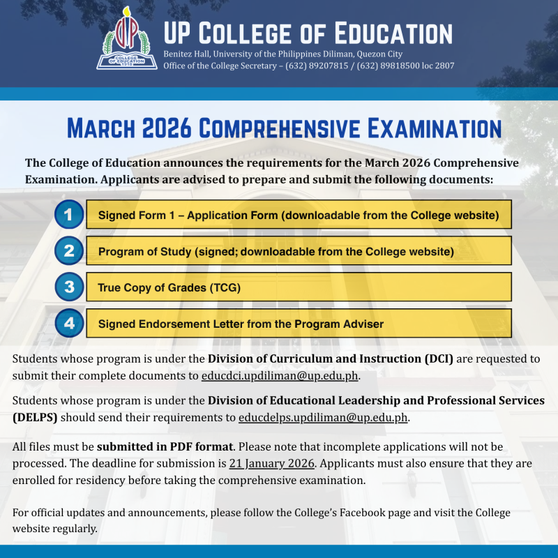The College of Education announces the requirements for the March 2026 ...